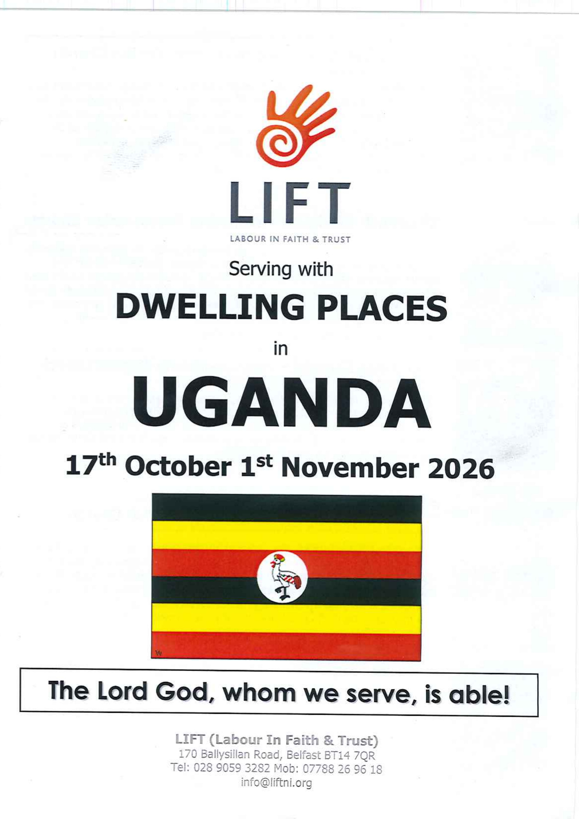 Uganda 2026 trip leaflet cover